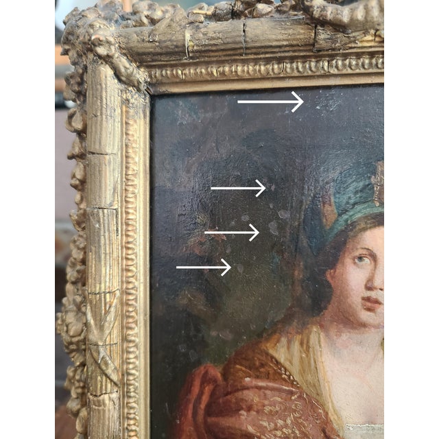 Small Antique Oil Painting Portrait of the Cumaean Sibyl After Domenichino For Sale - Image 14 of 15