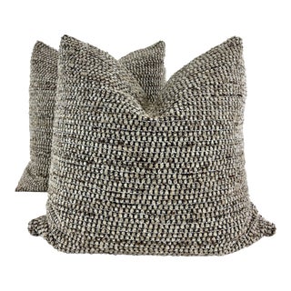 Zinc Textiles "Marmolada Boucle Weave"In Biscotti 22" Pillows-A Pair For Sale