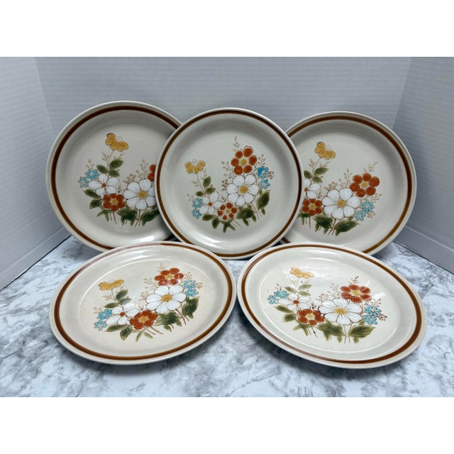 1960s Mid Century Modern Stoneware Dinner Plates, Set of Five For Sale In Sacramento - Image 6 of 6