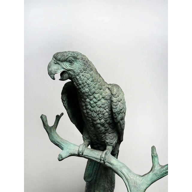 French Vintage Parrot Bronze Sculpture with Green Patina For Sale - Image 3 of 6