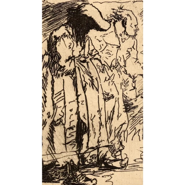 Printmaking Materials "Two Figures" Old Master Print After Rembrandt Mid 20th Century For Sale - Image 7 of 9