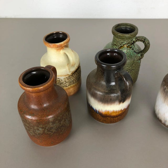 Vintage Fat Lava Pottery 414-16 Vases by Scheurich, Germany, Set of 5 For Sale - Image 13 of 17