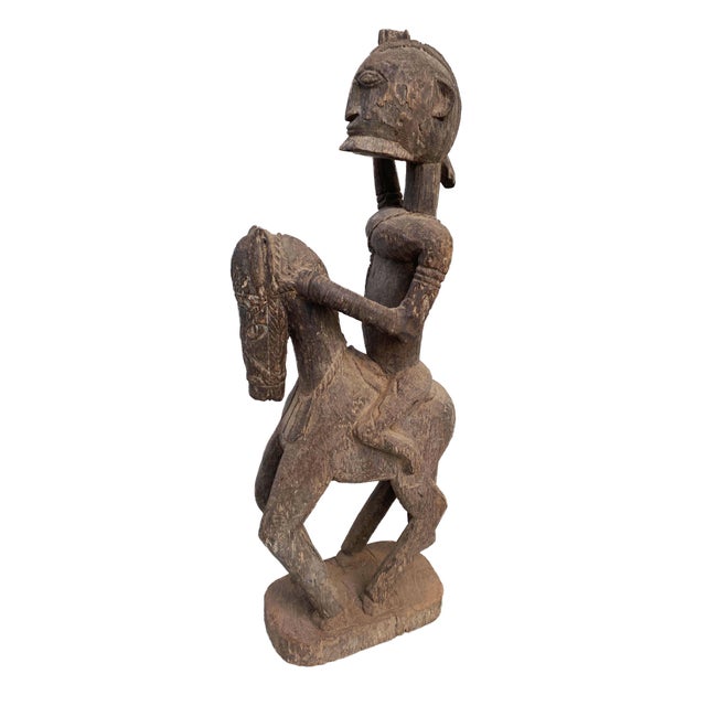 Lg Old African Dogon Hand Carved Wood Horseman Mali 30" H For Sale In New York - Image 6 of 8