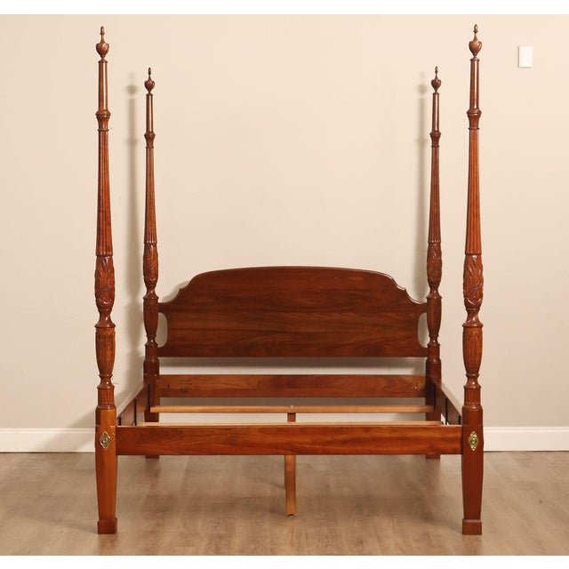 Stickley Queen Size Cherry Rice Carved Poster Bed For Sale - Image 16 of 18