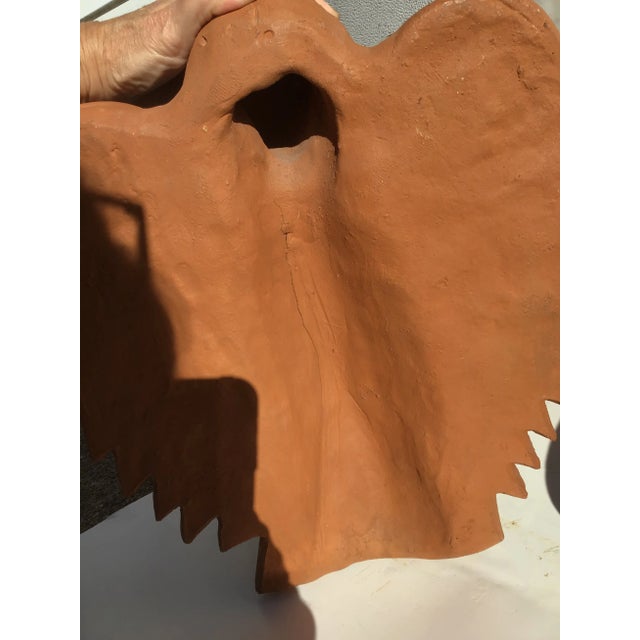 Vintage Angel Mexico Terracotta Wall Girl Bird Sculpture For Sale In Cleveland - Image 6 of 8