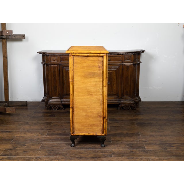 Brown English 1890s Japonism Bamboo Cabinet with Two Doors and Three Drawers For Sale - Image 8 of 11