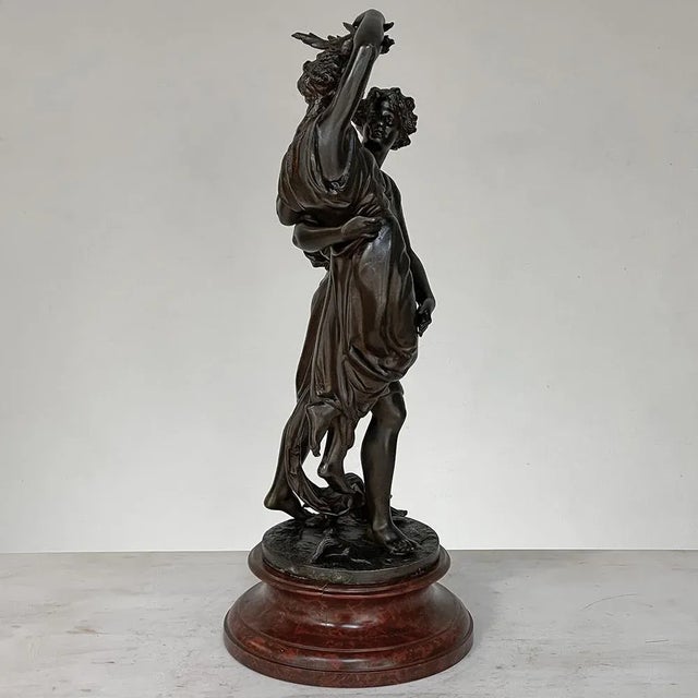 19th Century Statue of Lovers in Spelter on Faux Marble For Sale - Image 4 of 12