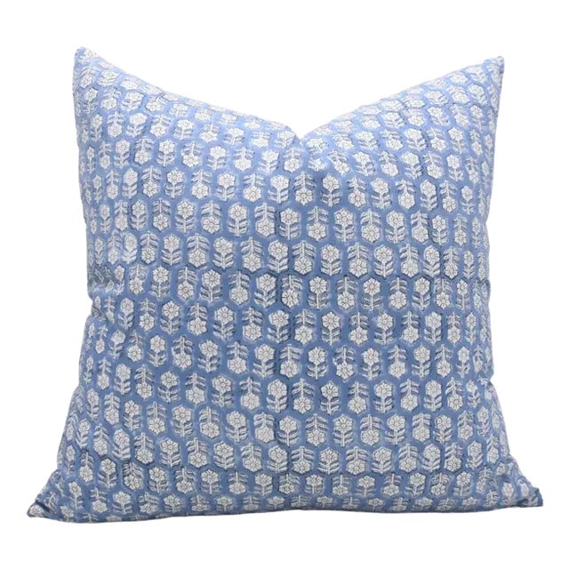 Fabdivine Handmade Pillow Cover 24x24 Inch Block Printed Decorative Cushion- Tulsi Buti For Sale
