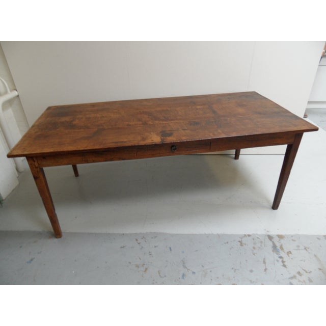 Antique Oak French Dining Table with Drawer For Sale - Image 5 of 10