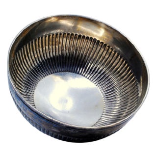 Fluted Candy Box in Silver with Pearly Base For Sale