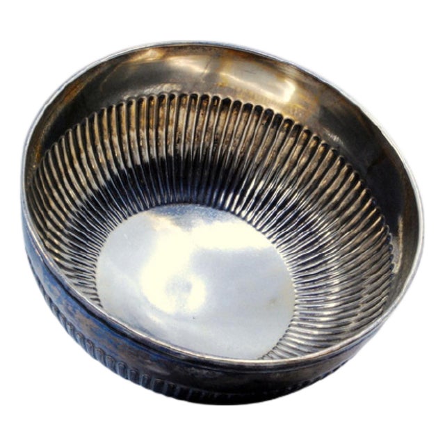 Fluted Candy Box in Silver with Pearly Base For Sale