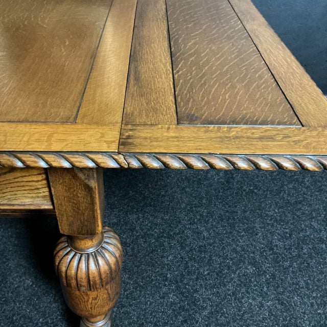 Antique Oak Extending Draw Leaf Table, 1925 For Sale - Image 6 of 8