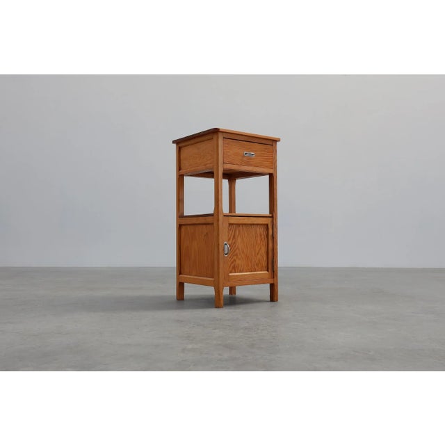 Vintage French Art Deco Nightstand in Pine, 1940s For Sale - Image 9 of 13