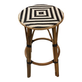 Black & White Rattan Counter High Stool For Sale