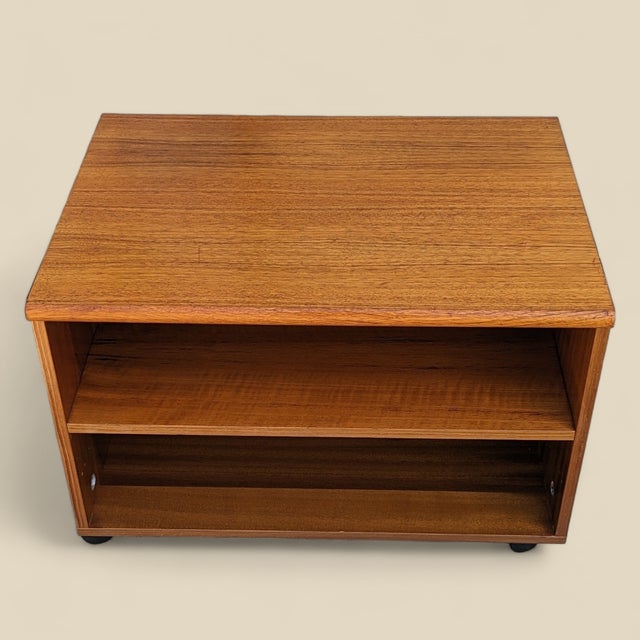 Late 20th Century Vintage Teak Rolling Cabinet or End Table For Sale - Image 5 of 15