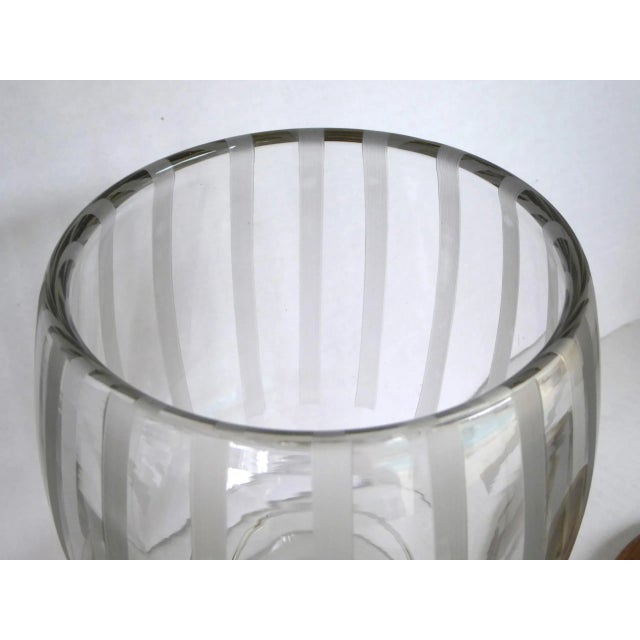 1950s Large 1950s European Rustic Etched Glass Cover Vessel Goblet With Wooden Top For Sale - Image 5 of 9