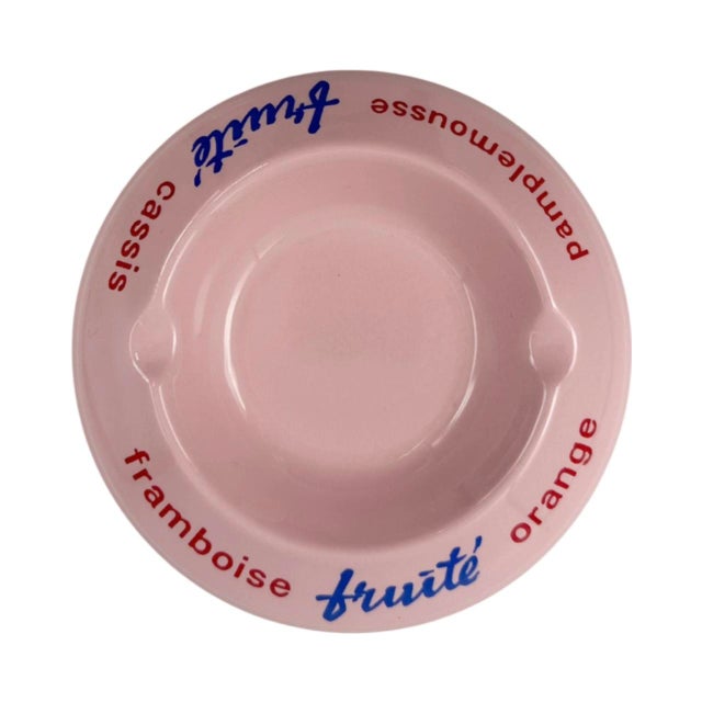 Vintage Evian Fruité Pink Glass Ashtray Catchall Dish France For Sale - Image 12 of 12