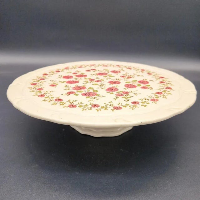 Ceramic Ceramic Cake Plate with Stand, 1920s For Sale - Image 4 of 5