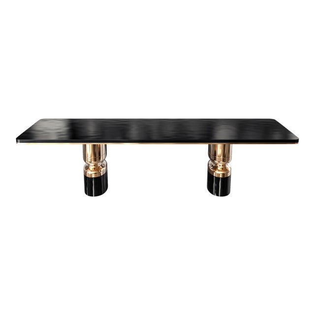 "Aurora" Dining Table With Bronze and Stainless Steel, Handmade For Sale