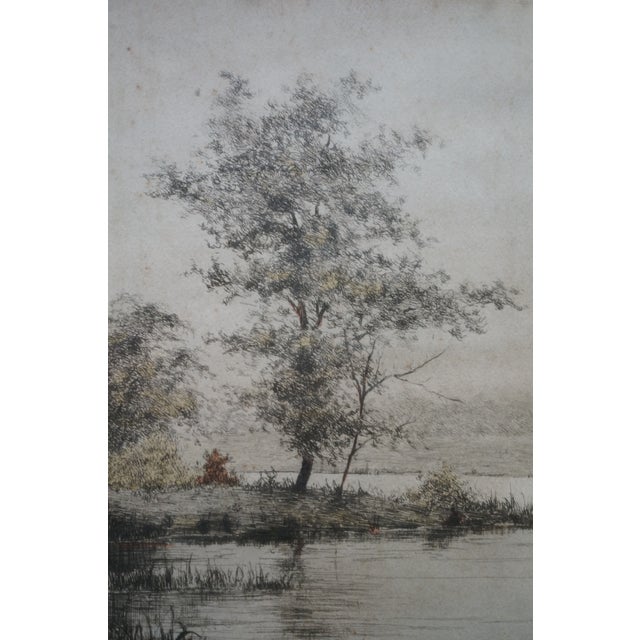 Antique James Fagan Signed Solitude Rowboat Marsh Seascape Etching 23" For Sale - Image 11 of 11