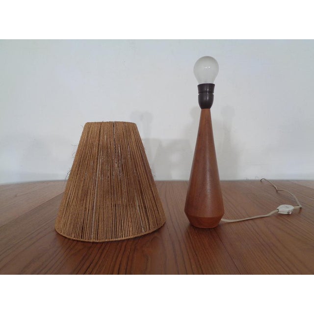 1950s Mid-Century Teak and Sisal Table Lamp, Denmark, 1950s For Sale - Image 5 of 12