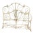 Vintage Queen Iron Bedframe, White and Gold For Sale