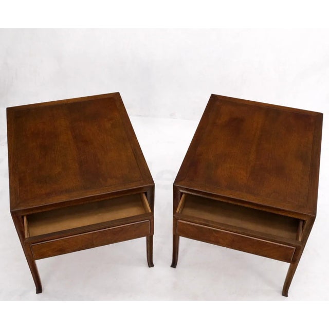 Pair Baker Mid-Century Modern Rectangle One Drawer End Side Tables Night Stands For Sale - Image 12 of 13