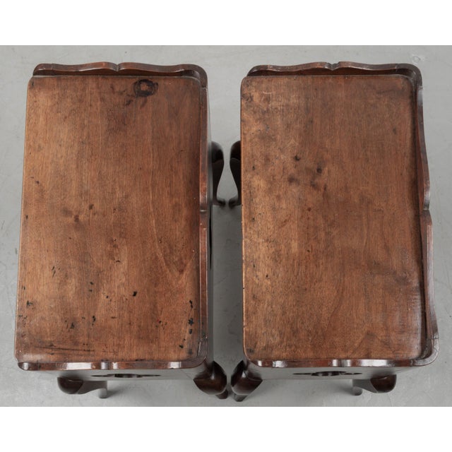 Wood Pair of French Country Louis XV Style Walnut Nightstands For Sale - Image 7 of 7