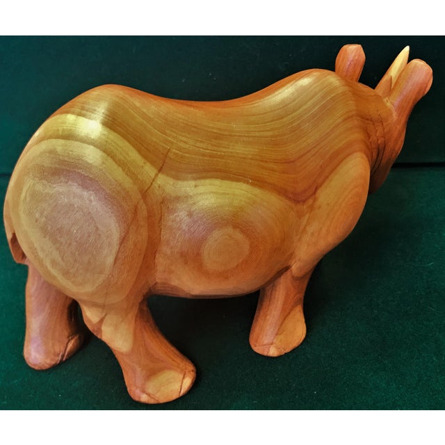 Hand Carved Solid Teak Rhinoceros Sculpture Circa 1950's Chairish