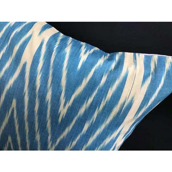 Contemporary Contemporary Blue Ikat Decorative Pillow Cover For Sale - Image 3 of 11