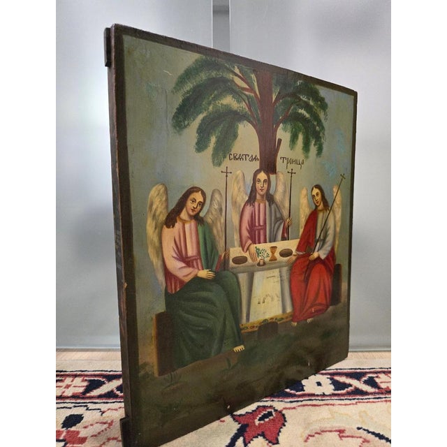 19th Century Orthodox Icon The Testament Trinity, 1860 For Sale - Image 9 of 14