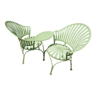 Rare 1920's Vintage Francios Carre Art Deco Sunburst Pinwheel Gossip Bench For Sale