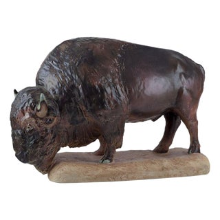 Large Figurine of a Bison by Kuno Norvark for Bing and Grondahl, 1970s For Sale