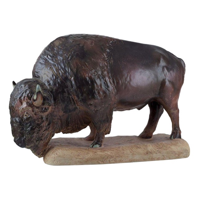 Large Figurine of a Bison by Kuno Norvark for Bing and Grondahl, 1970s For Sale