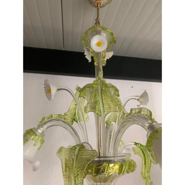 Floral and Green Leaf Milky Calle Glass Chandelier by Simoeng For Sale - Image 6 of 12