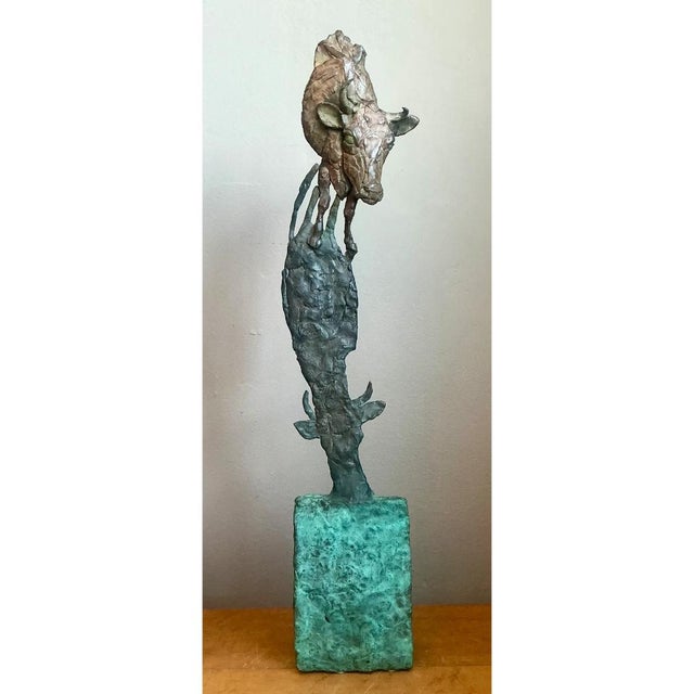 Vintage Sculptural Bronze Bull Statue For Sale - Image 9 of 12