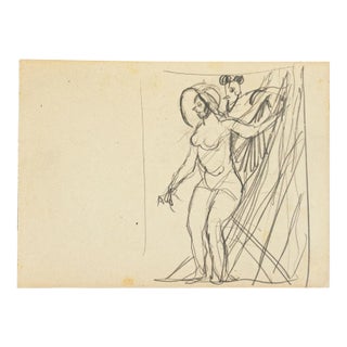 Nude - Pencil Drawing by Gabriele Galantara - Early 20th Century Early 20th Century For Sale