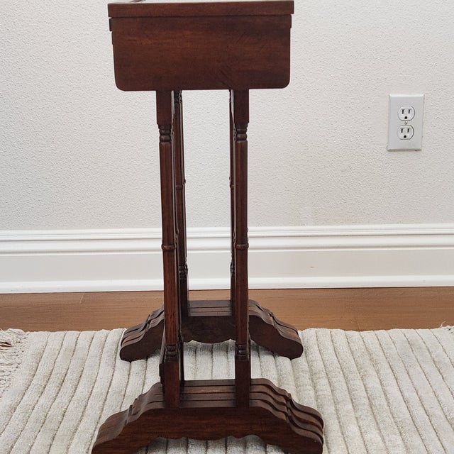 Vintage Brandt Furniture, Four Glass Top Nesting Tables (A Quartetto), Antique Mahogany Finish For Sale - Image 10 of 16
