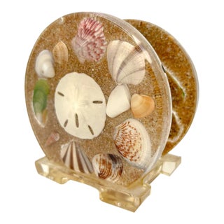 Vintage Resin Seashell Napkin/ Letter Holder For Sale