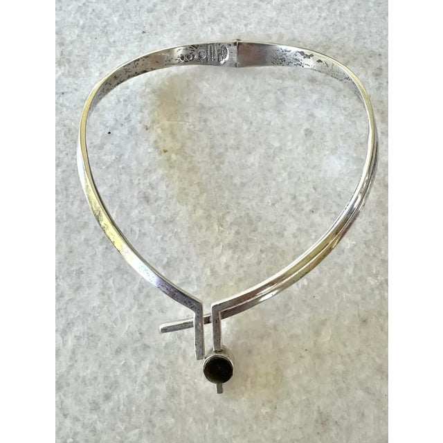 Vintage Mid-Century Antonio Pineda Sigi Taxco Sterling Silver, Tiger's Eye, and Onyx Sculputural Necklace With Artist Markings For Sale In New York - Image 6 of 8