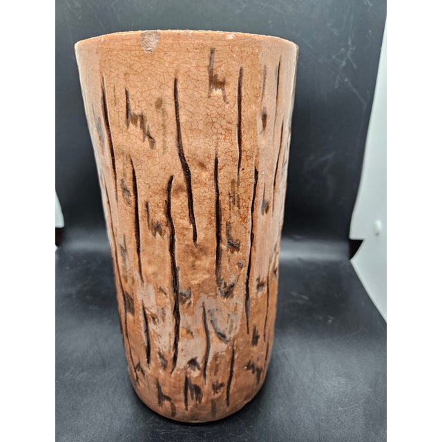 Mid-Century Modern Vintage MCM Majolica Vase Bird and Spring Motif Signed I. Luyo, 1970 1 For Sale - Image 3 of 6