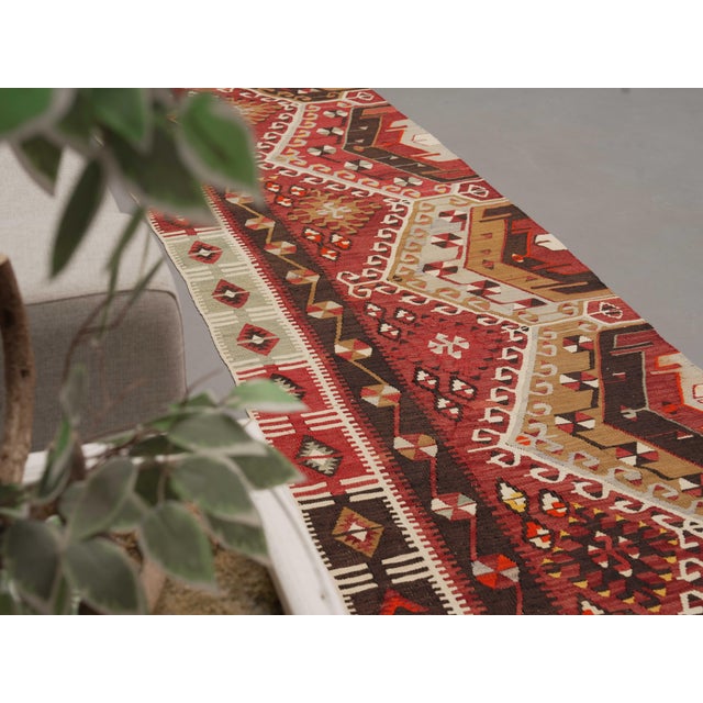 Islamic 1970s Vintage Handmade Wool Cotton Red Runner Rug For Sale - Image 3 of 11