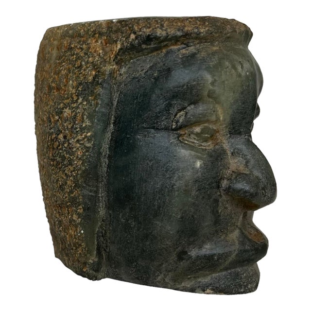 Authentic Antique African Sculpture - Green Soapstone - Unique Small Size For Sale