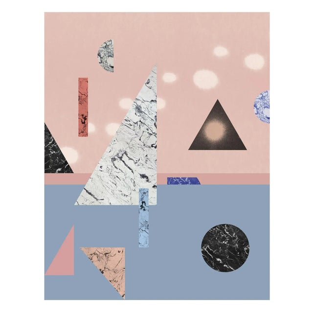 Abstract Colorful Geometric Print in Pink and Blue by Molly Frances For Sale - Image 4 of 4