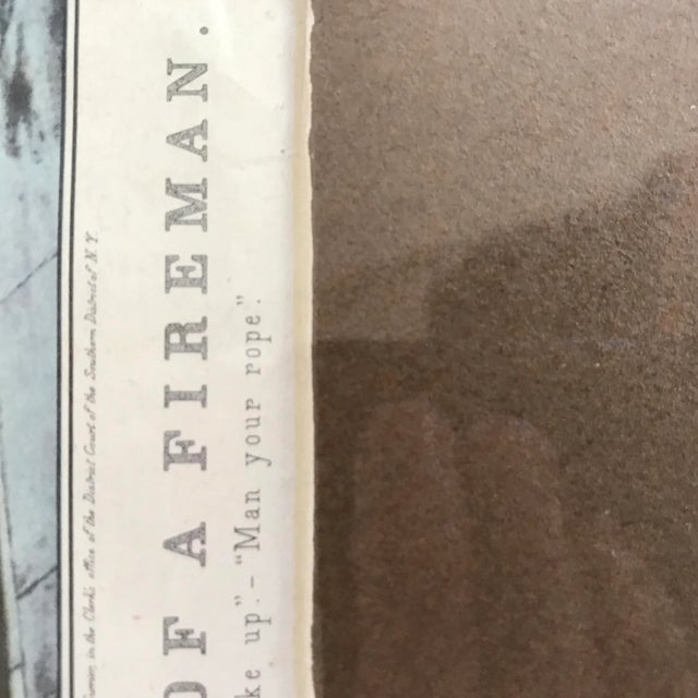New York City Framed Colored Lithograph the Life of a Fireman “Take Up - Man Your Rope” by Nathaniel Currie For Sale - Image 9 of 13