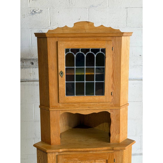 Vintage Brutalist Oak Corner Cabinet in Style of Henning Kjærnulf Danish Modern For Sale - Image 9 of 9