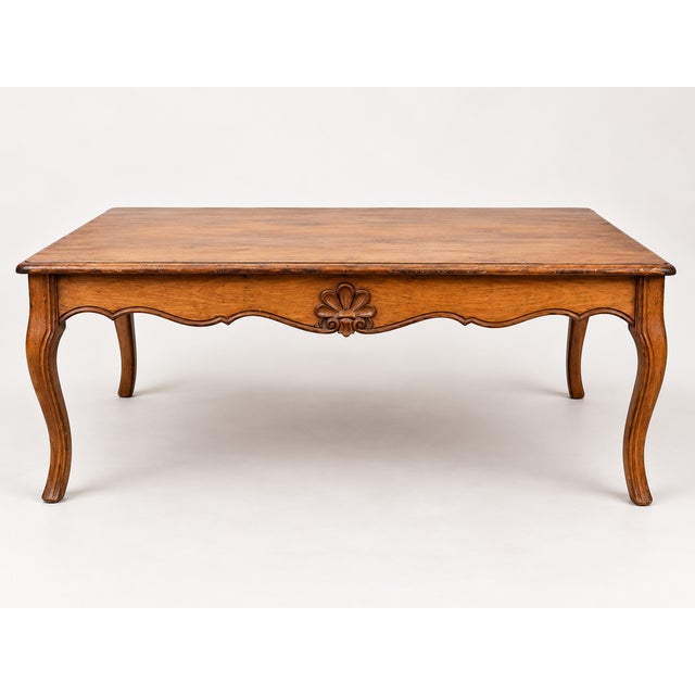Trouvailles Furniture Inc. Vintage Trouvaille French Provincial Coffee Table | Cabriole Legs | 42” Square For Sale - Image 4 of 7