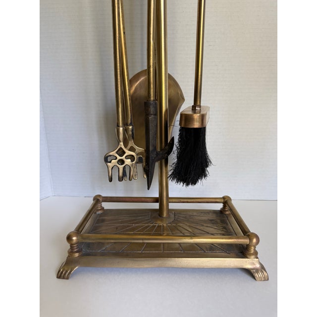 Mid-Century Modern Mid-Century Brass Duck Head Fireplace Tool Set For Sale - Image 3 of 12