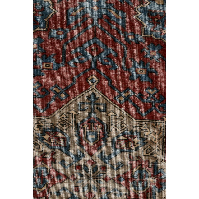1960s 1960s Vintage Zeki Müren Rug in Red & Blue Geometric Patterns For Sale - Image 5 of 7