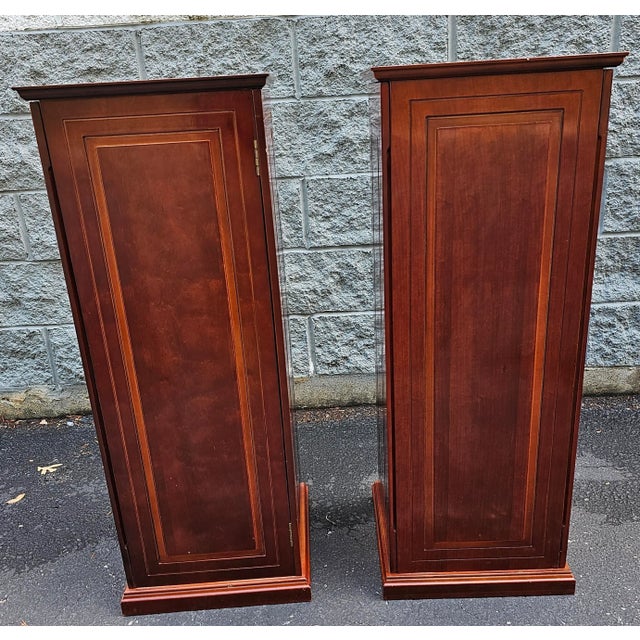 Traditional Late 20th Century Mahogany Pedestal Column Cabinets, a Pair For Sale - Image 3 of 11